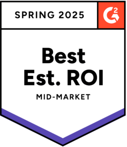 SocialBee best ROI mid market G2 badge for Spring 2025