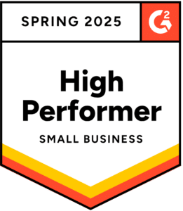 SocialBee high performer for small business G2 badge for Spring 2025
