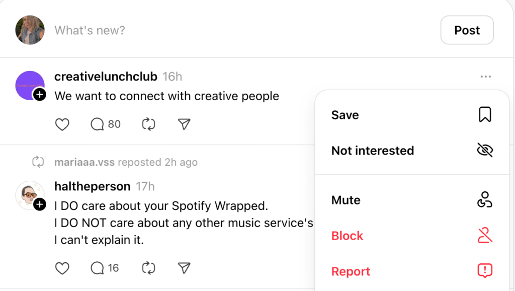 threads mute post