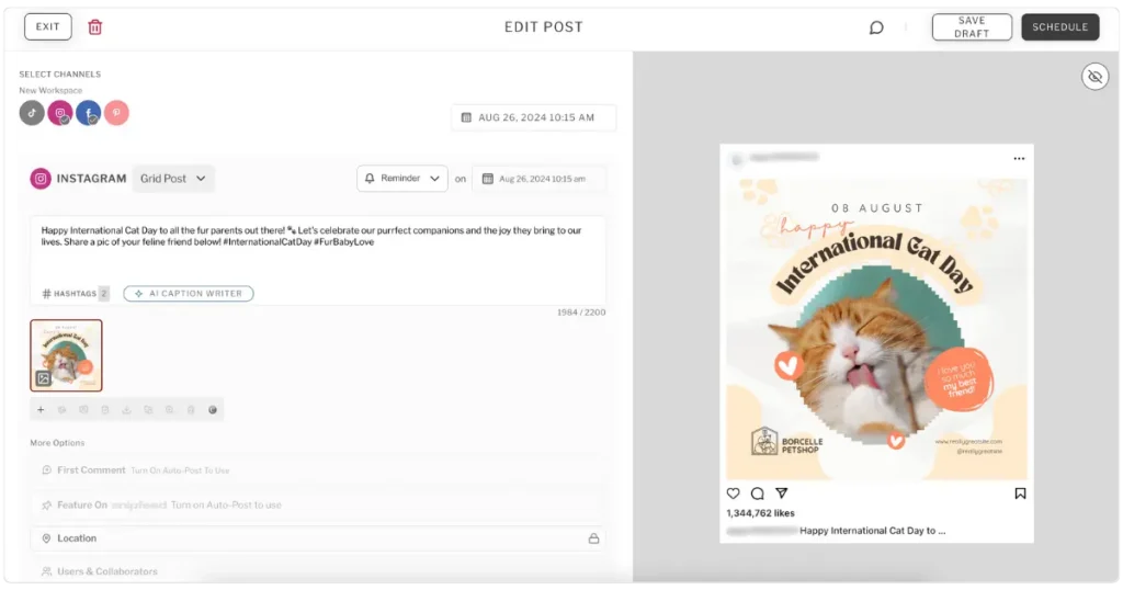 Planoly post editor