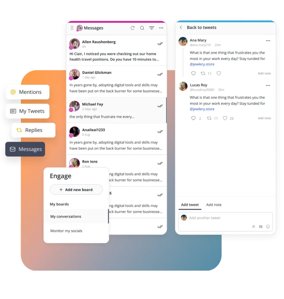 SocialBee's social media engagement app features