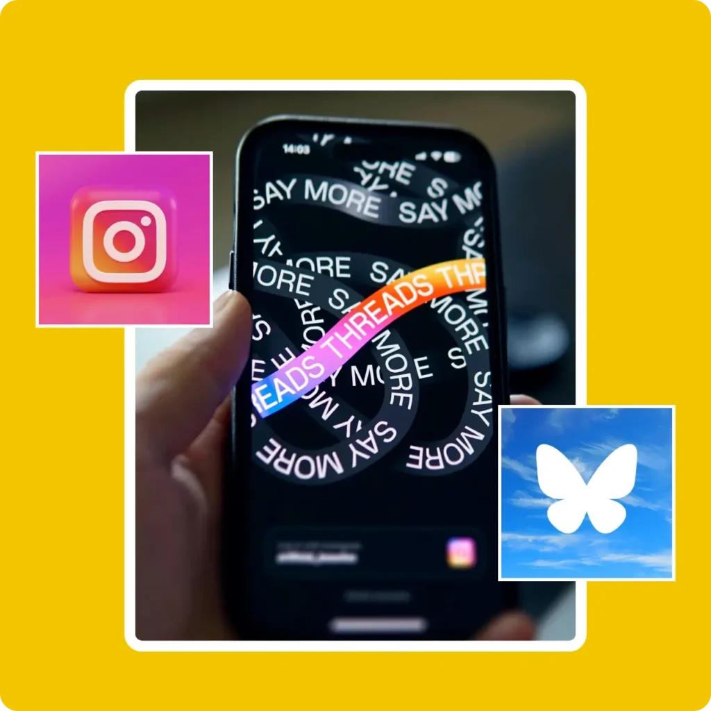 Threads-Instagram-Bluesky logos
