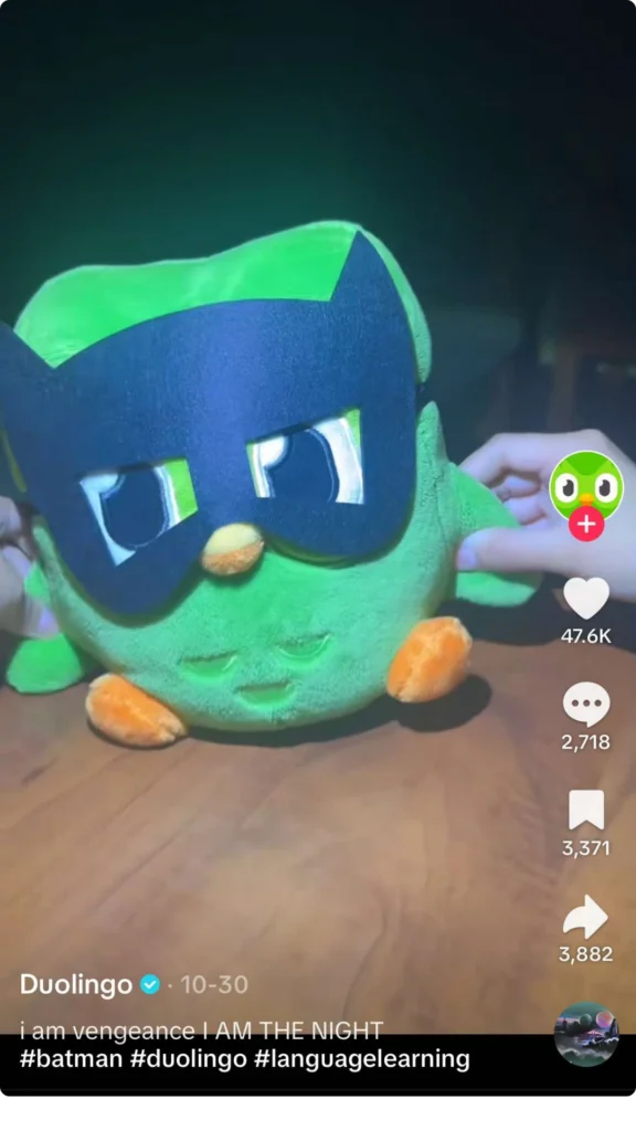 tiktok caption example from Duolingo